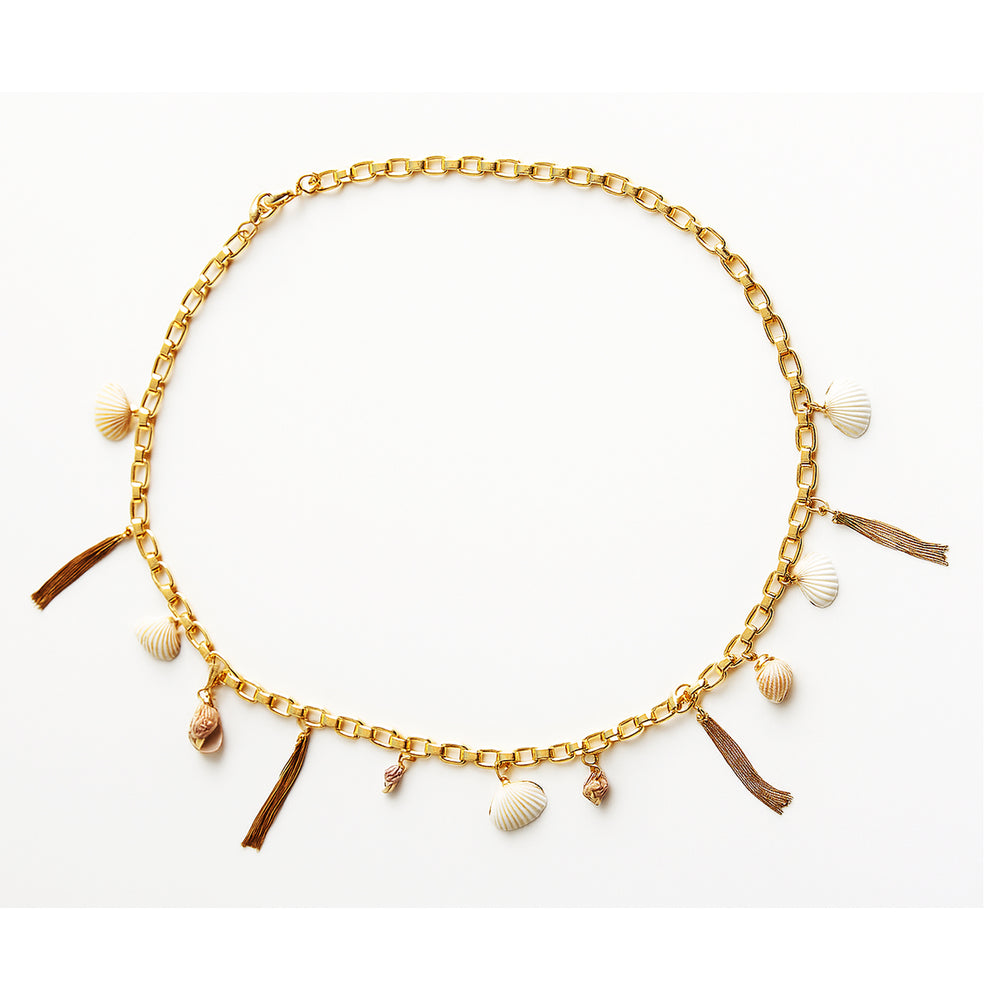 Cote d’Azur Custom Made Gold Charm Shell Belt AE Shell Charm Chain Belt | American Eagle main image 2