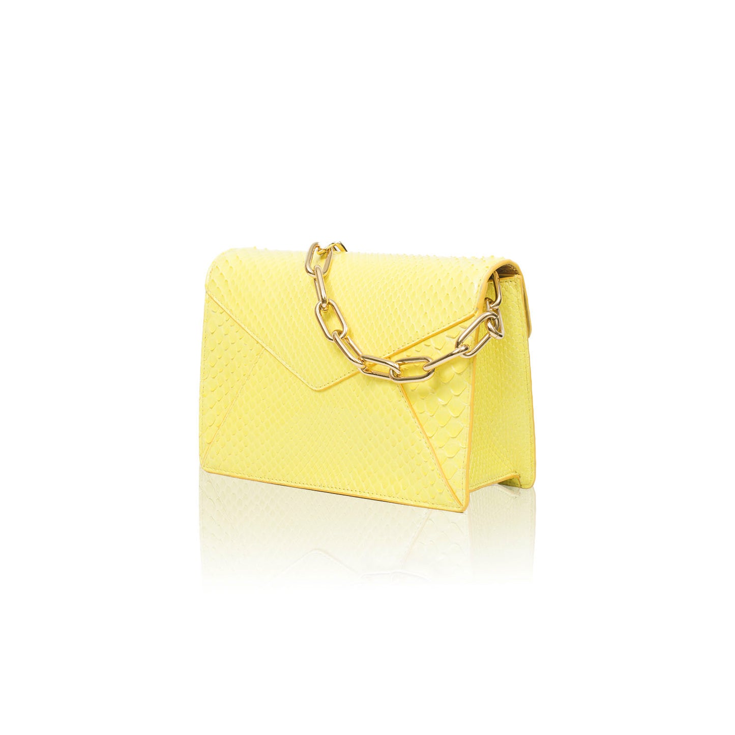 Violeta Small Embossed Faux Leather Pale Yellow Shoulder Bag